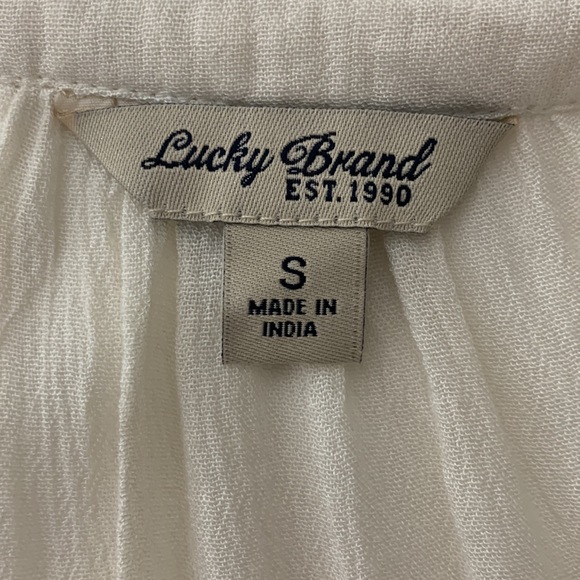 Lucky Brand Ivory Peasant Crinkle Gauze Tassels Embroidery Boho Size:S - Picture 15 of 16